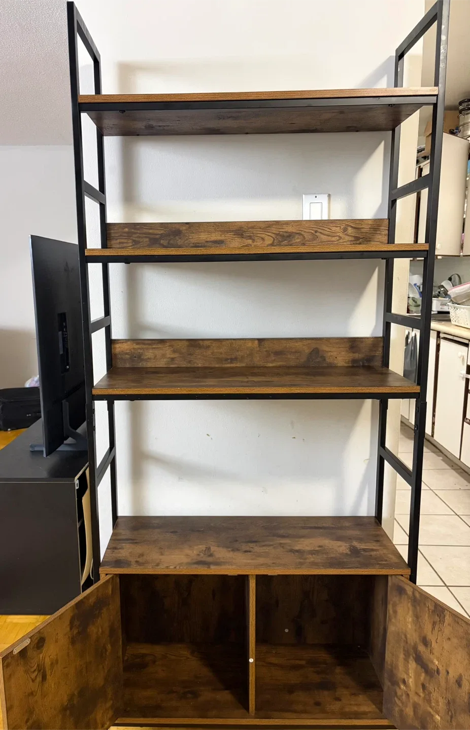 Rustic Brown Bookshelf with Cabinet image indicator(3)