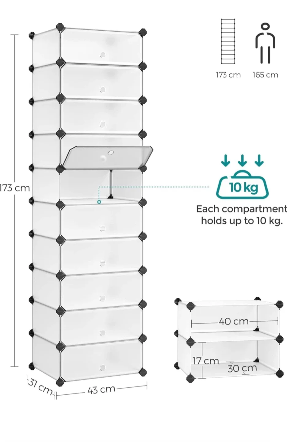 10-Tier Shoe Rack,Cube Storage Organizer Units, image indicator(2)