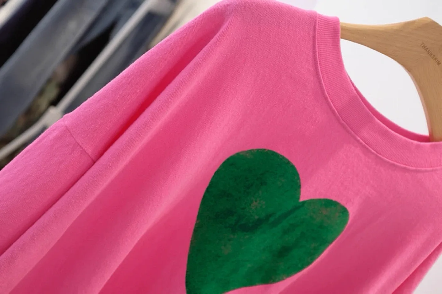 Pink Heart Print Oversized T-Shirt image indicator(2)