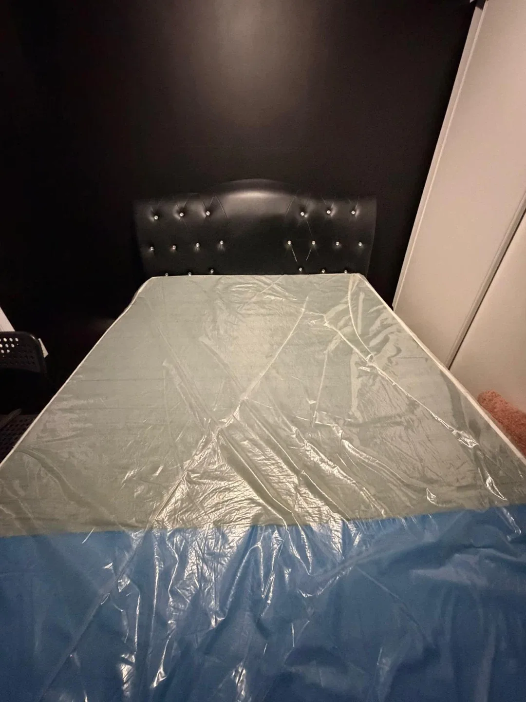 Black Faux Leather Queen Bed Frame