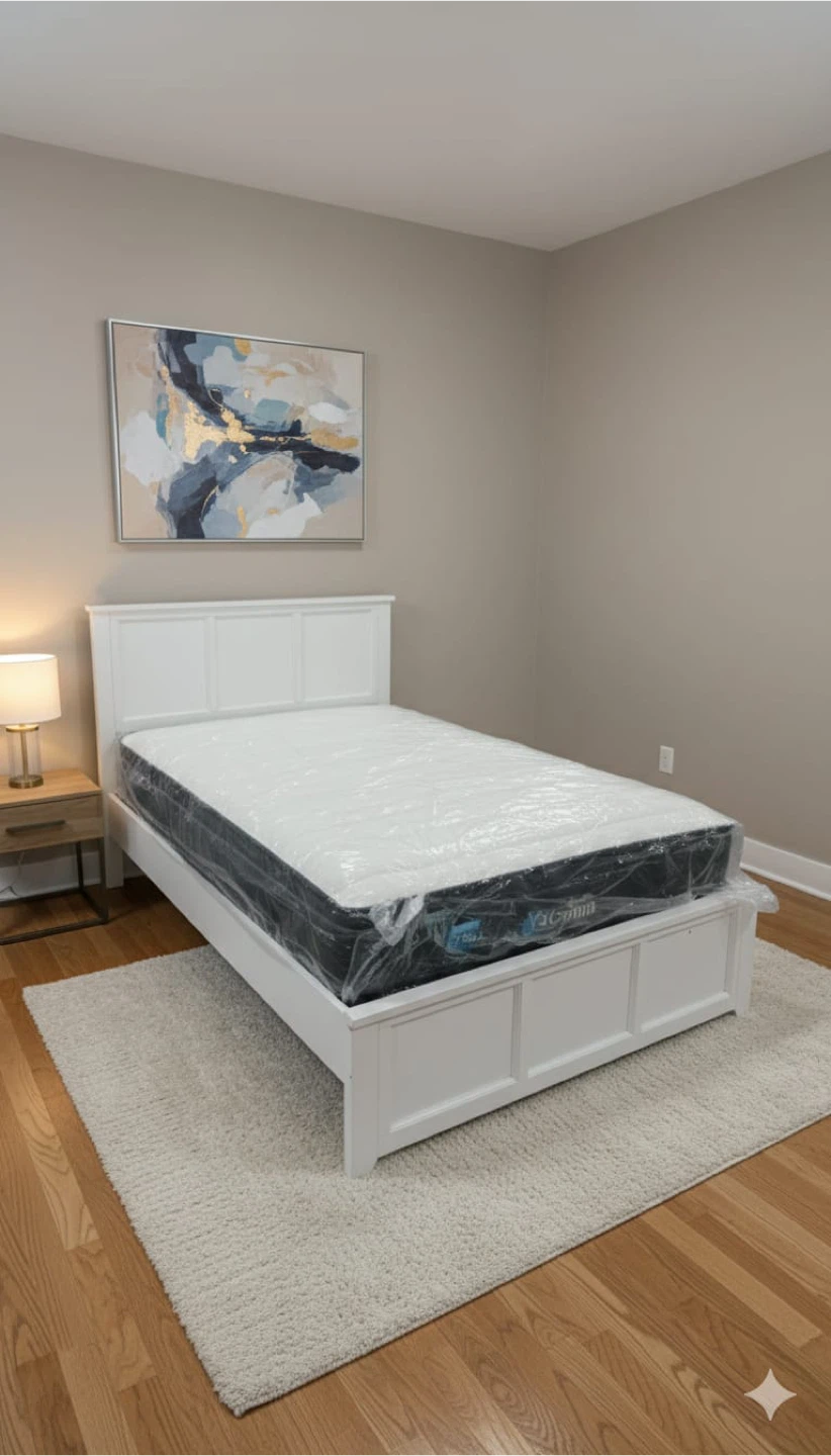 White Wooden Bed Frame - photo 3