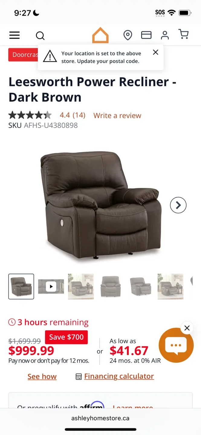 Ashley power recliner chair image indicator(4)