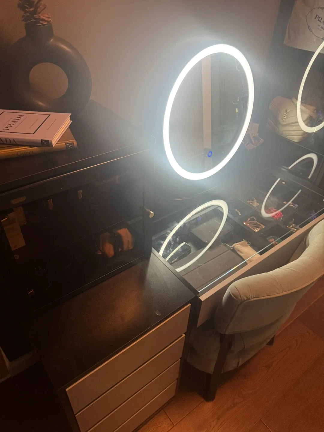 Vanity Makeup Table with LED Mirror