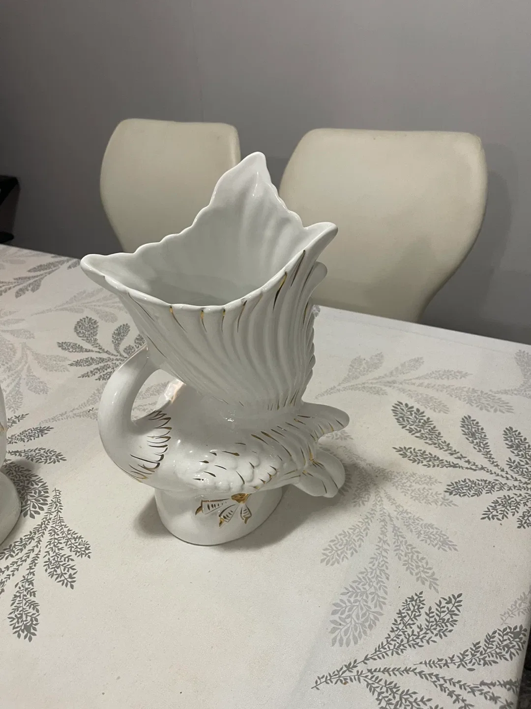 2 Swan Vase - White with Gold Accents image indicator(2)