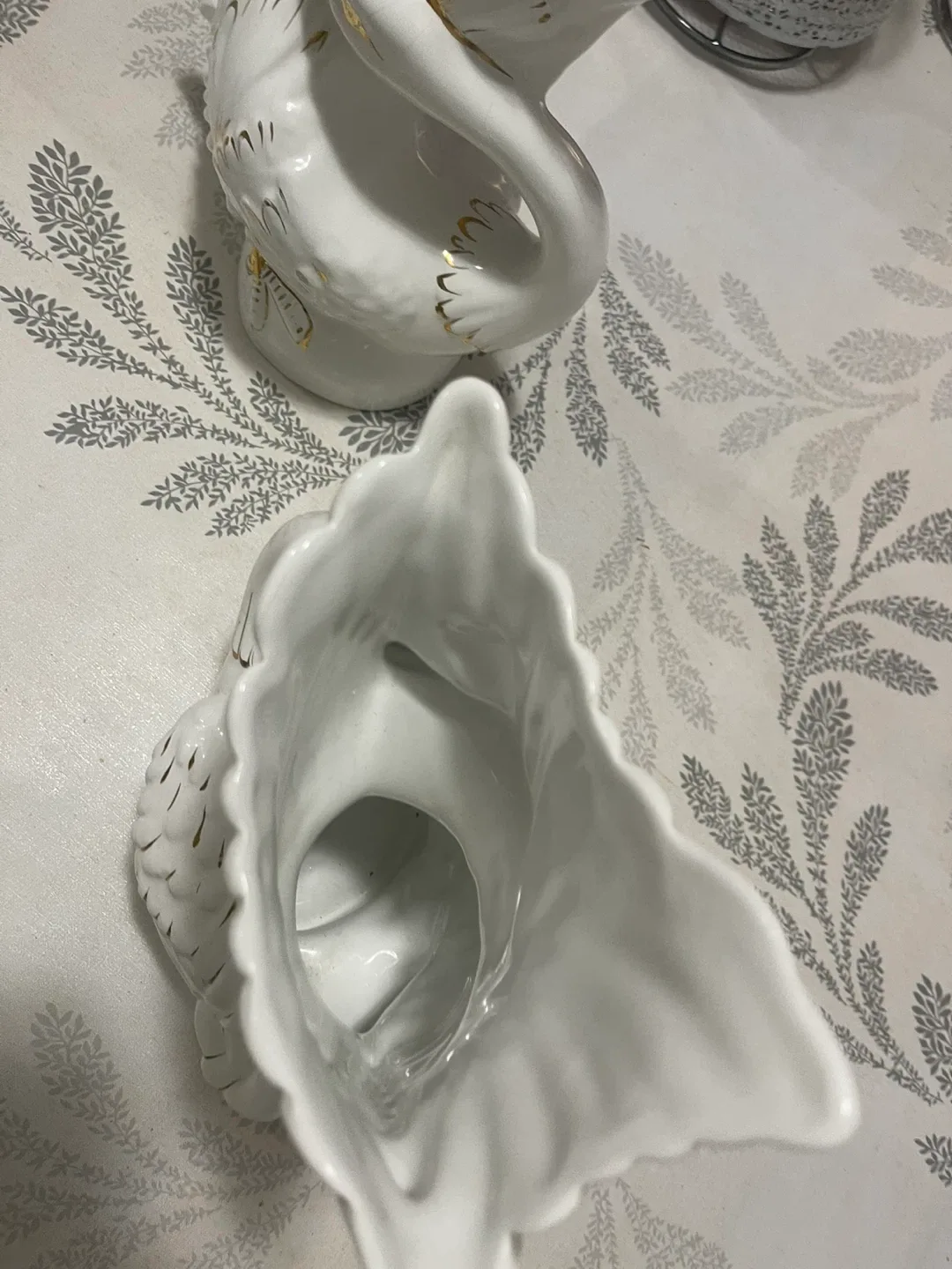 2 Swan Vase - White with Gold Accents image indicator(4)