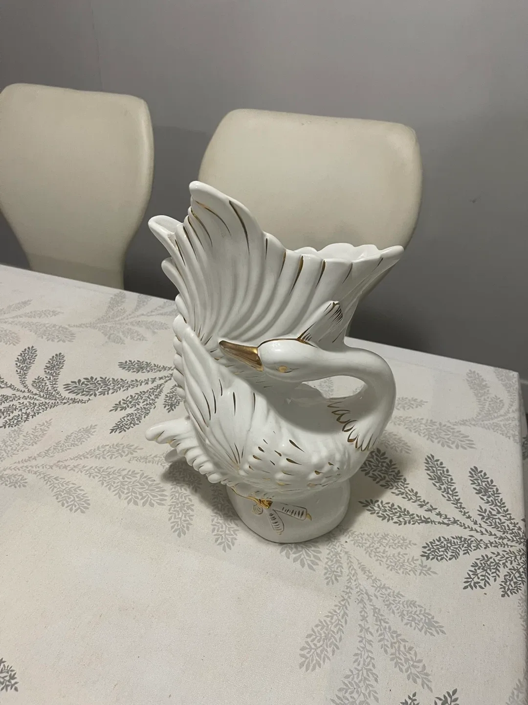 2 Swan Vase - White with Gold Accents image indicator(7)