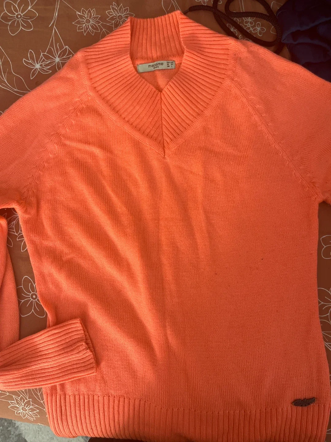 Mapame Orange V-Neck Sweater - Size M
