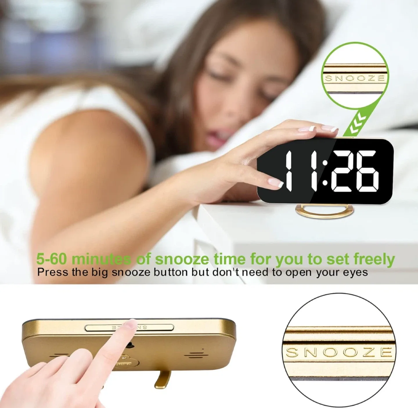 Digital Alarm Clock in Gold image indicator(5)