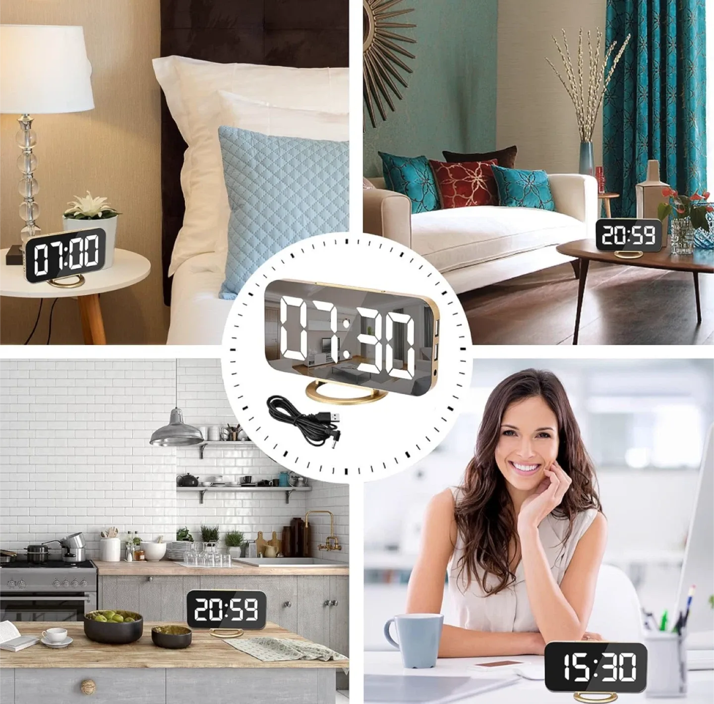 Digital Alarm Clock in Gold image indicator(6)