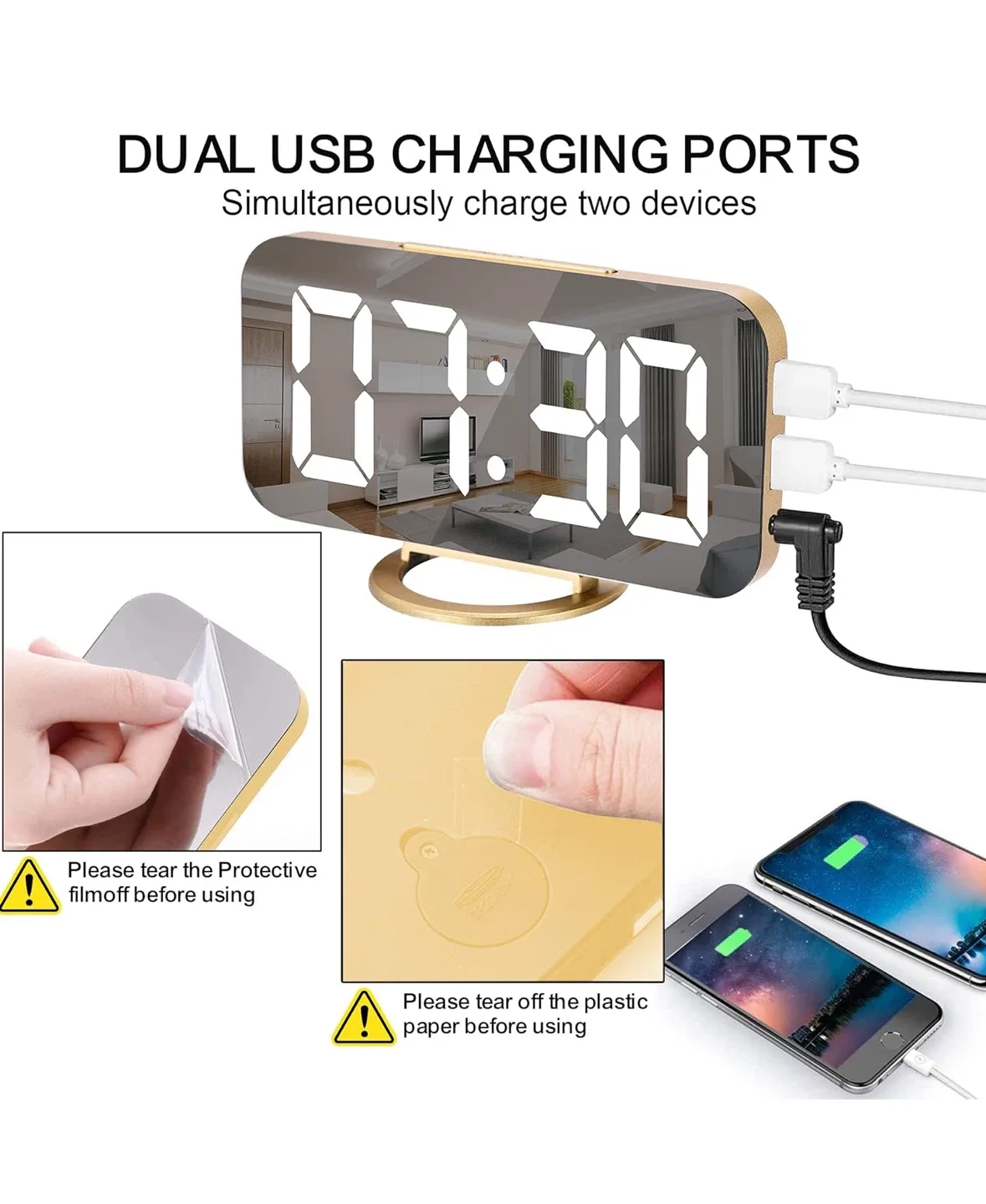 Digital Alarm Clock in Gold image indicator(7)