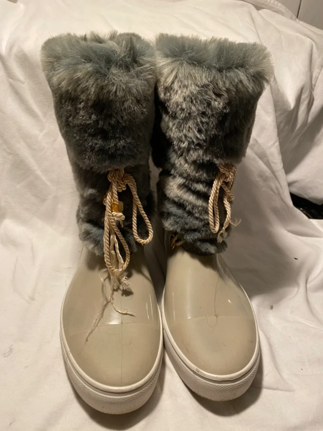 Faux Fur Trimmed Boots - Size 38