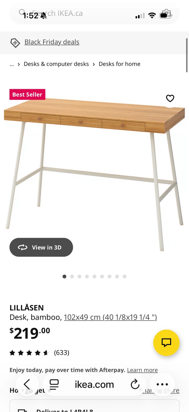 IKEA LILLÅSEN Desk - Bamboo - 102x49 cm - photo 2