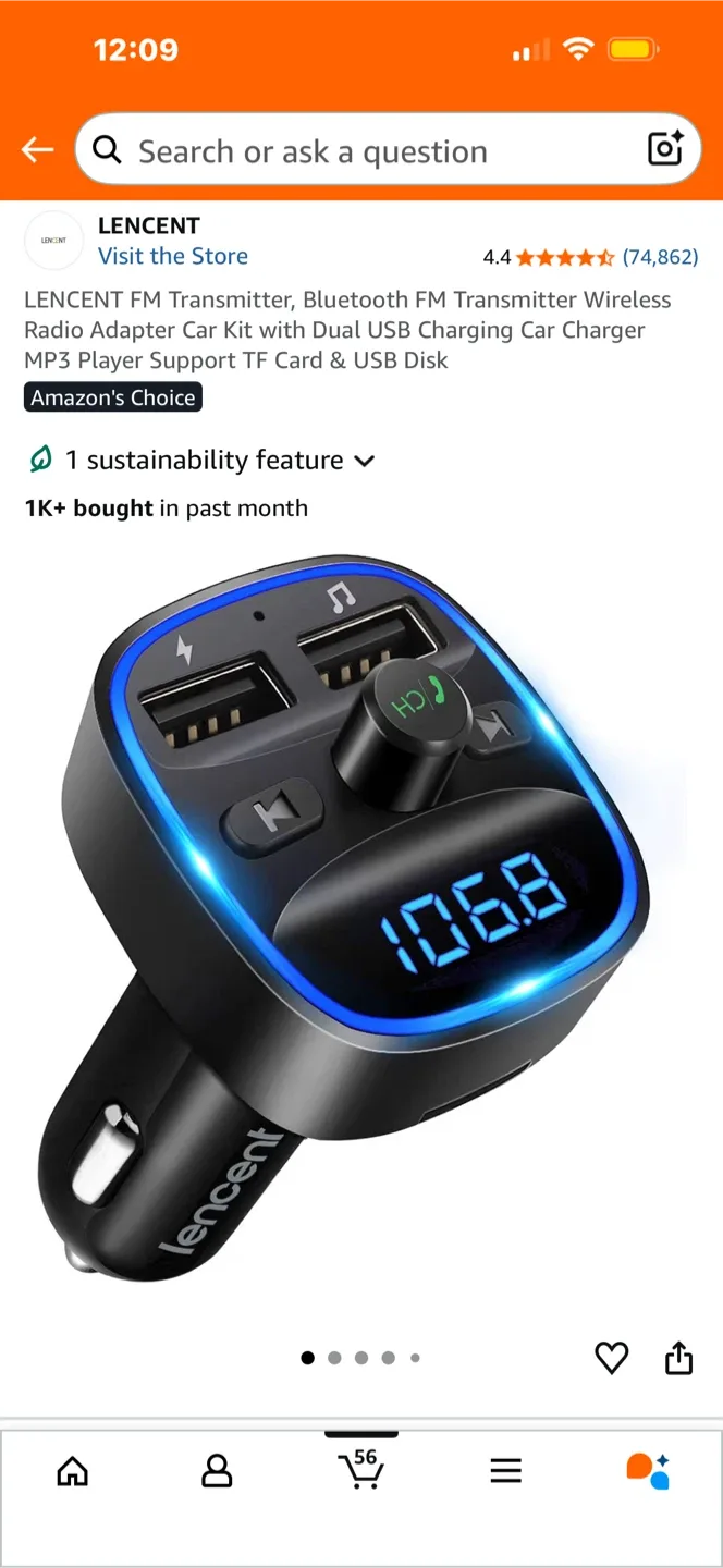 LENCENT Bluetooth FM Transmitter Car Charger