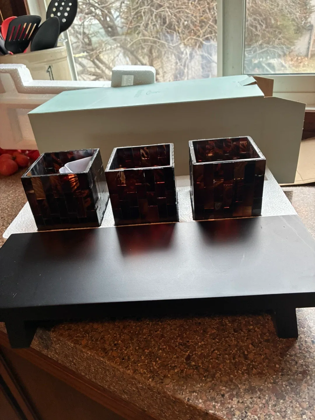 Party lite mosaic Glass set of 3