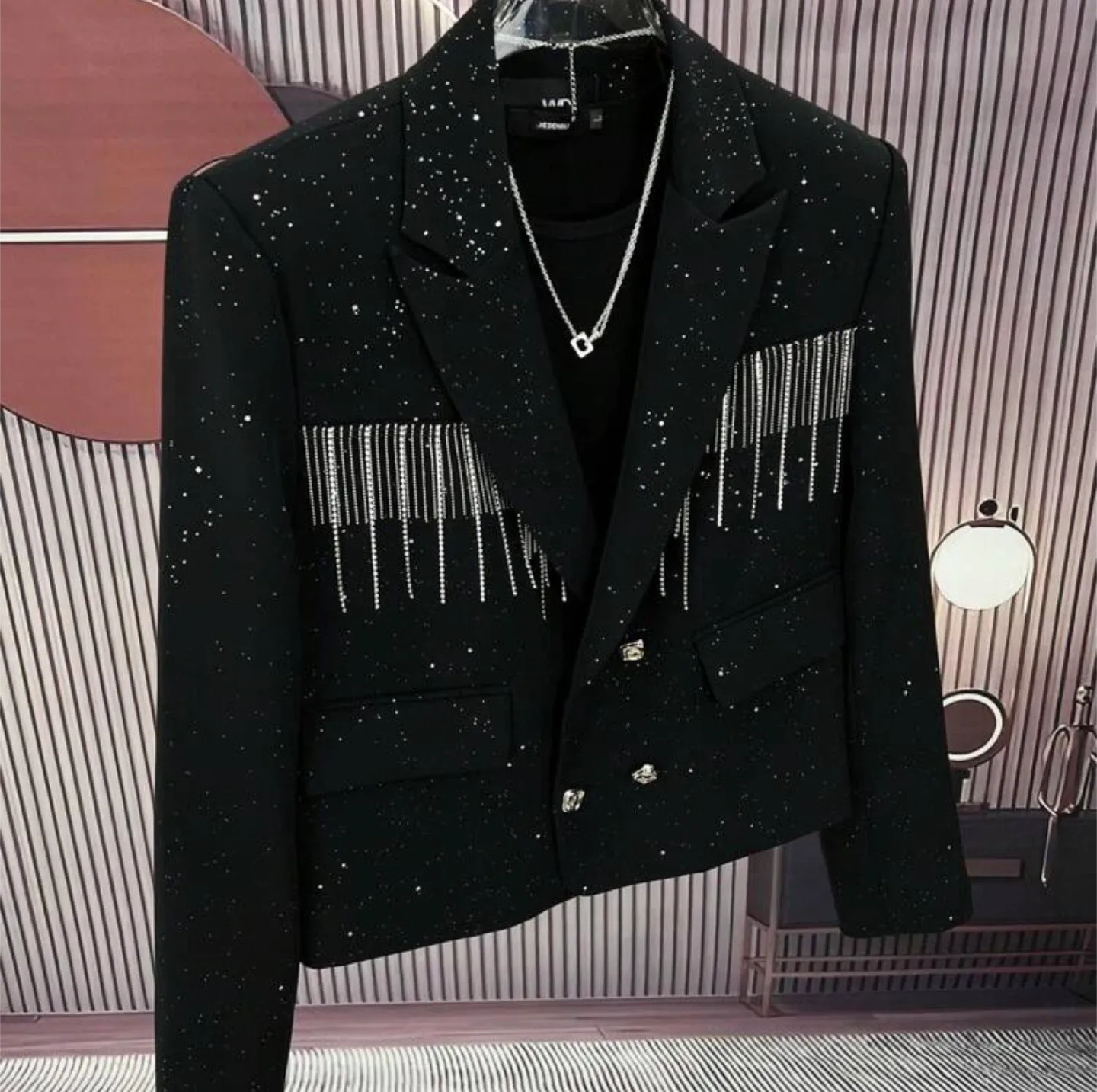 Black Blazer with Silver Detail
