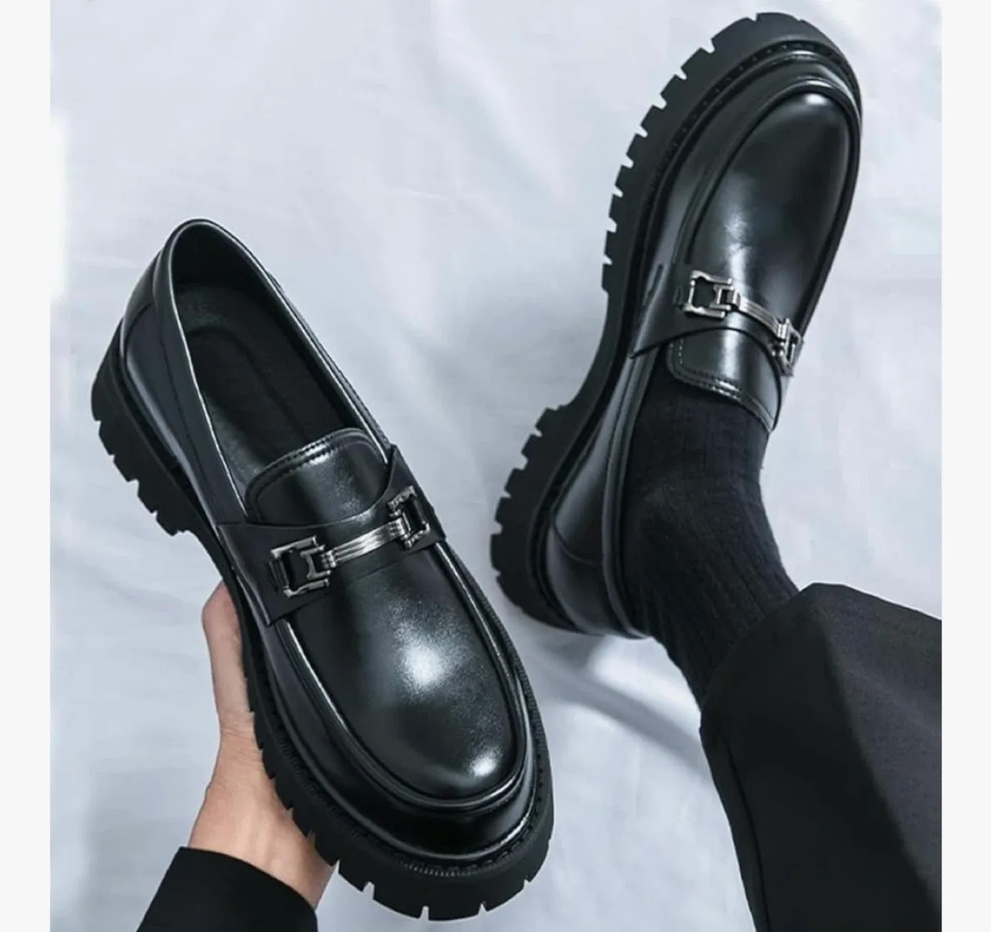 Black Lug Sole Loafers