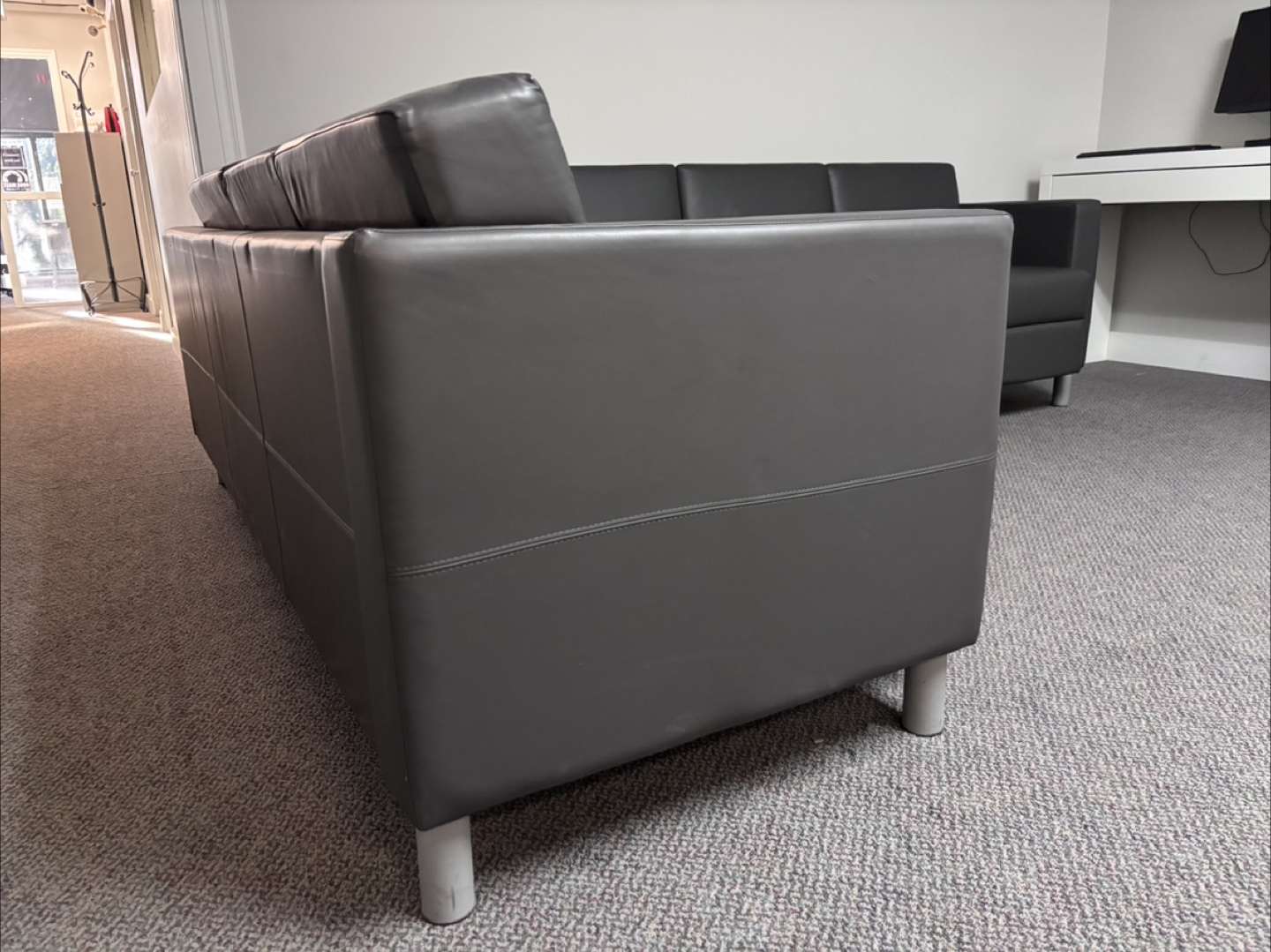 Grey Leather Sectional Sofa - photo 3