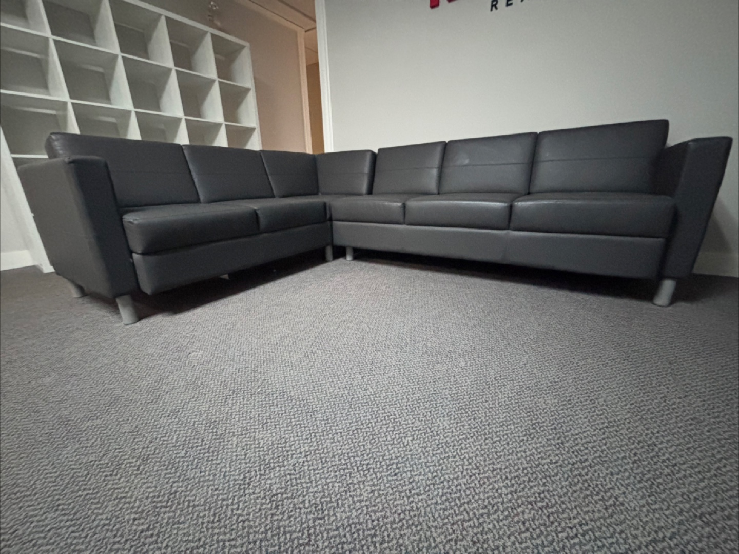 Grey Leather Sectional Sofa - photo 2