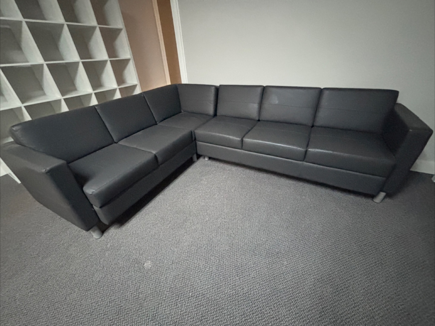 Grey Leather Sectional Sofa - photo 4