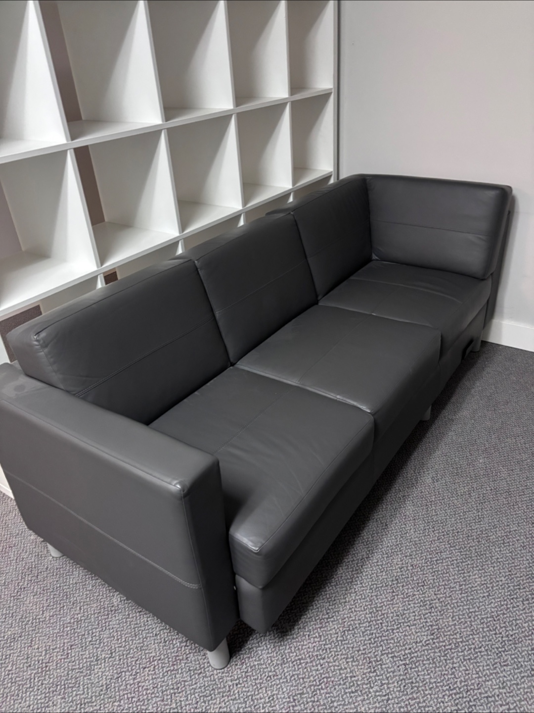 Grey Leather Sectional Sofa - photo 5