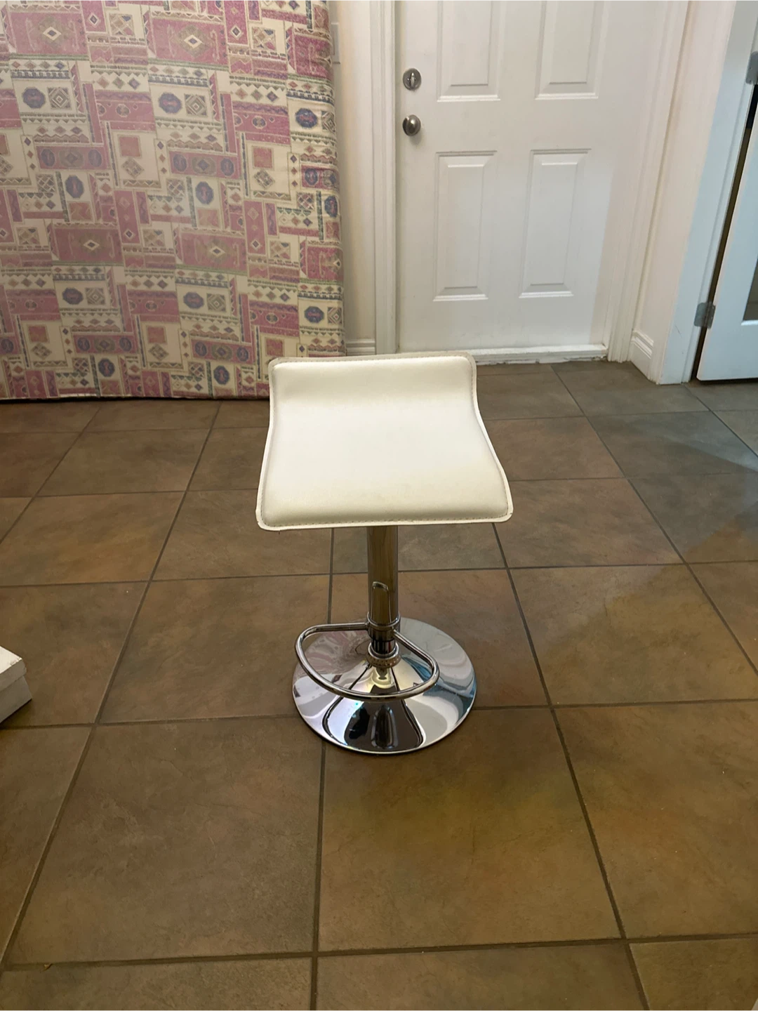 White Adjustable Height Bar Stool