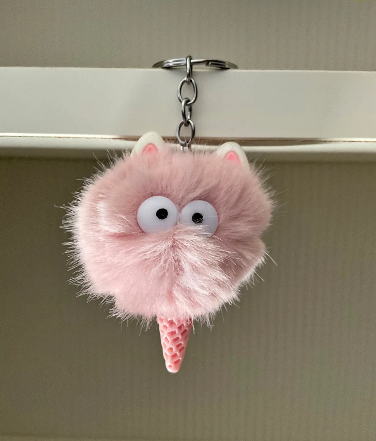 Pink Furry Monster Keychain