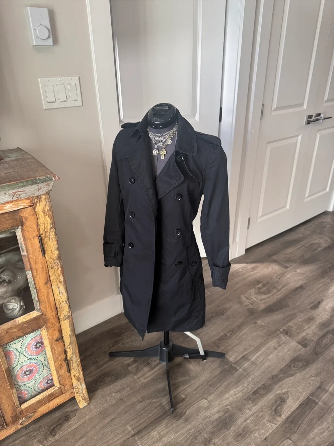 Banana republic black trench coat sz xs