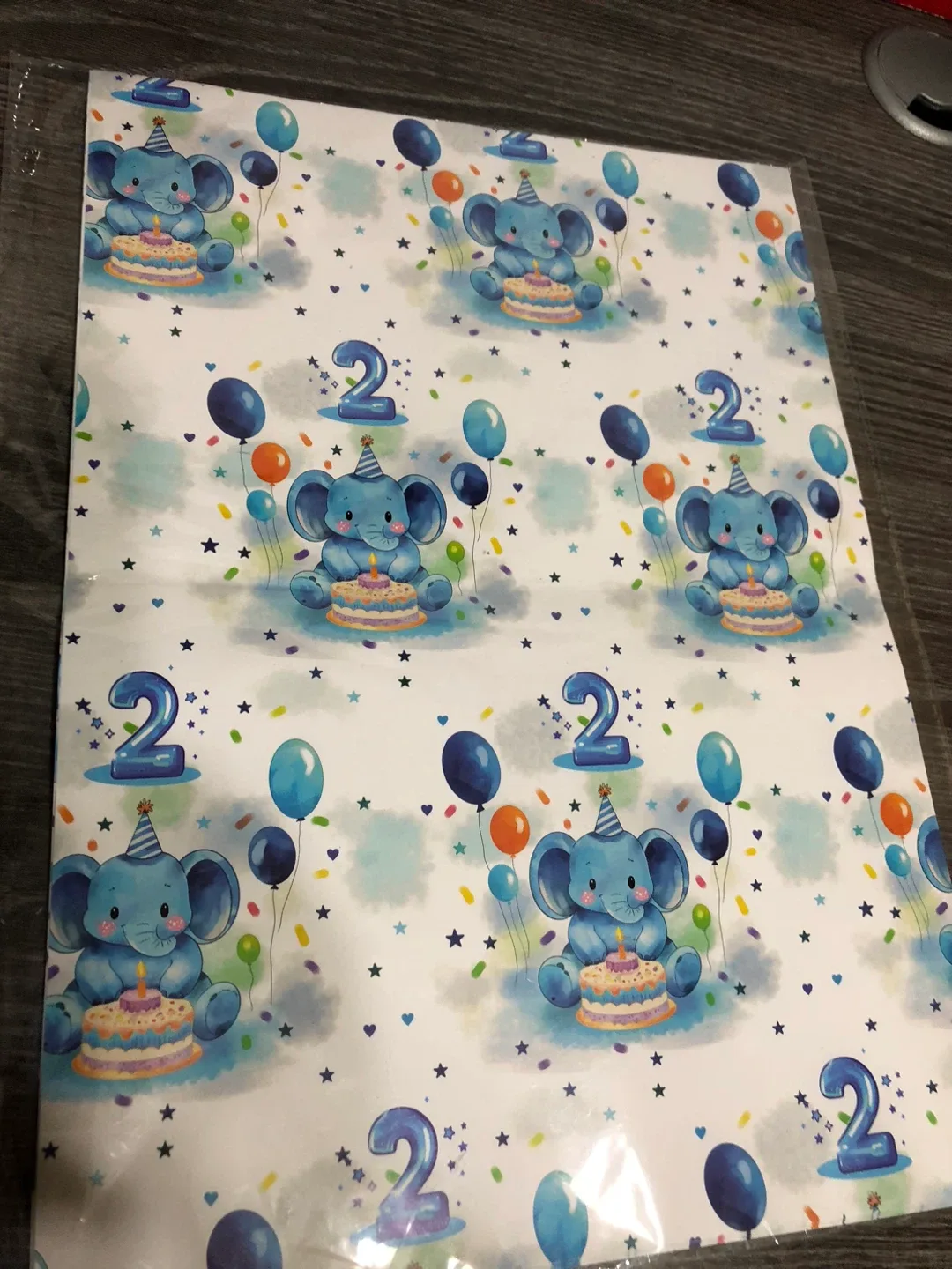 New Silver Elephant Birthday Wrapping Paper image indicator(5)