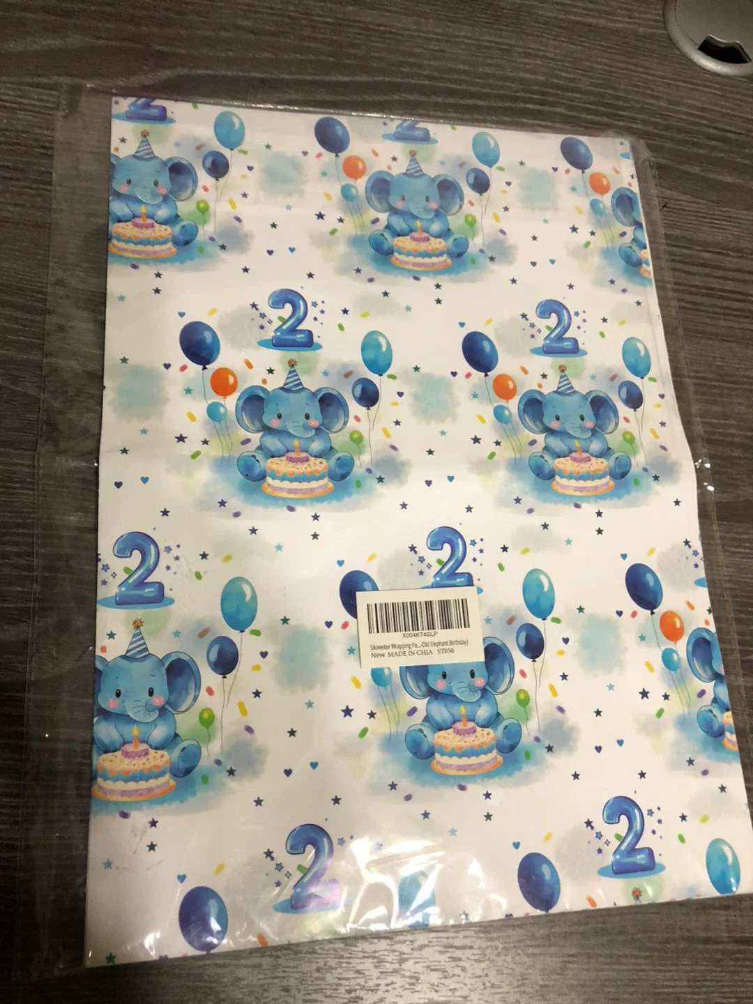 New Silver Elephant Birthday Wrapping Paper image indicator(7)