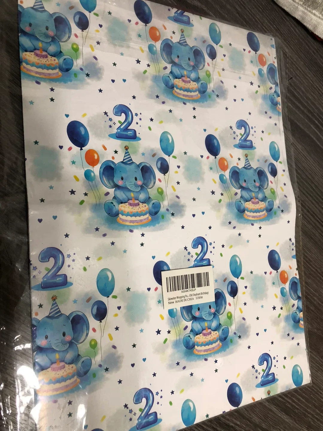 New Silver Elephant Birthday Wrapping Paper image indicator(4)