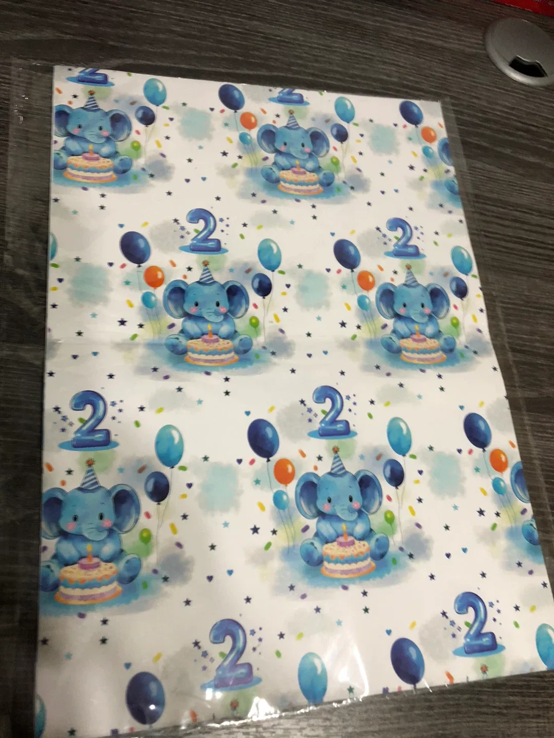 New Silver Elephant Birthday Wrapping Paper image indicator(6)