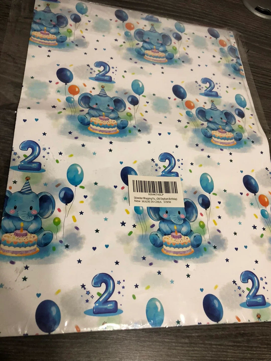 New Silver Elephant Birthday Wrapping Paper image indicator(8)