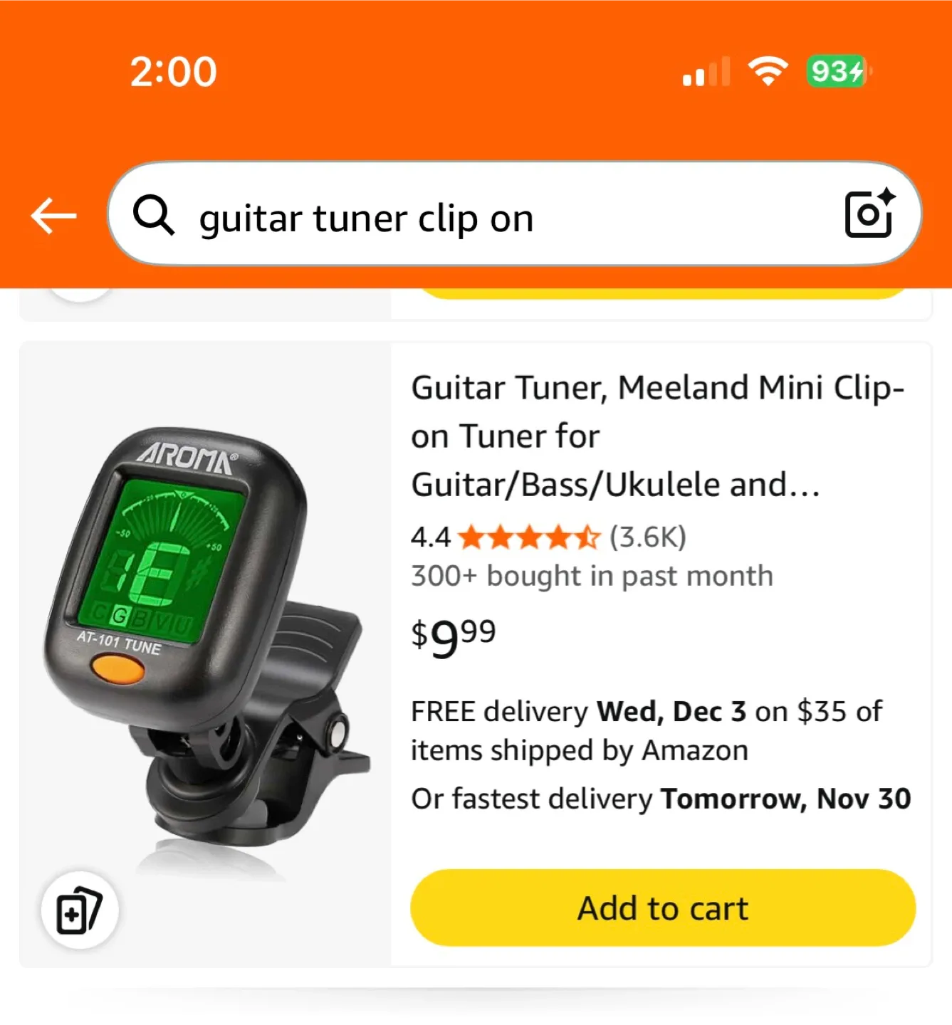 Aroma AT-101 Clip-on Guitar Tuner