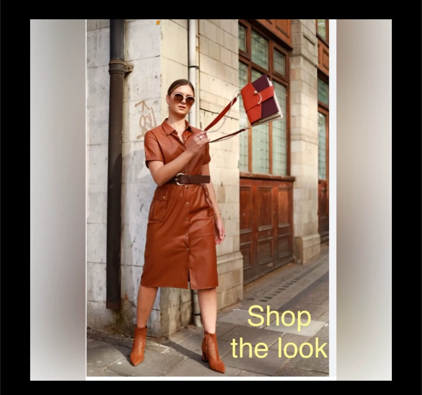 lambskin brown short sleeve shirt dress - sz large (fits size 4