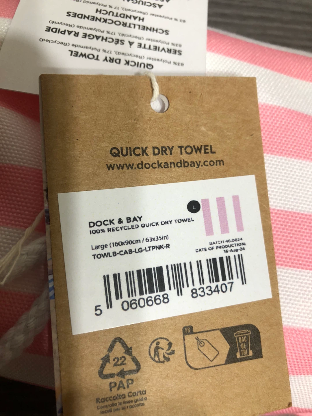 Dock & Bay Quick Dry Towel, Malibu Pink, Large - photo 5
