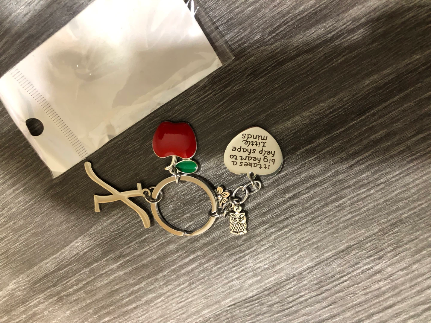 Teacher Keychain with Apple and Initial Charm - photo 5