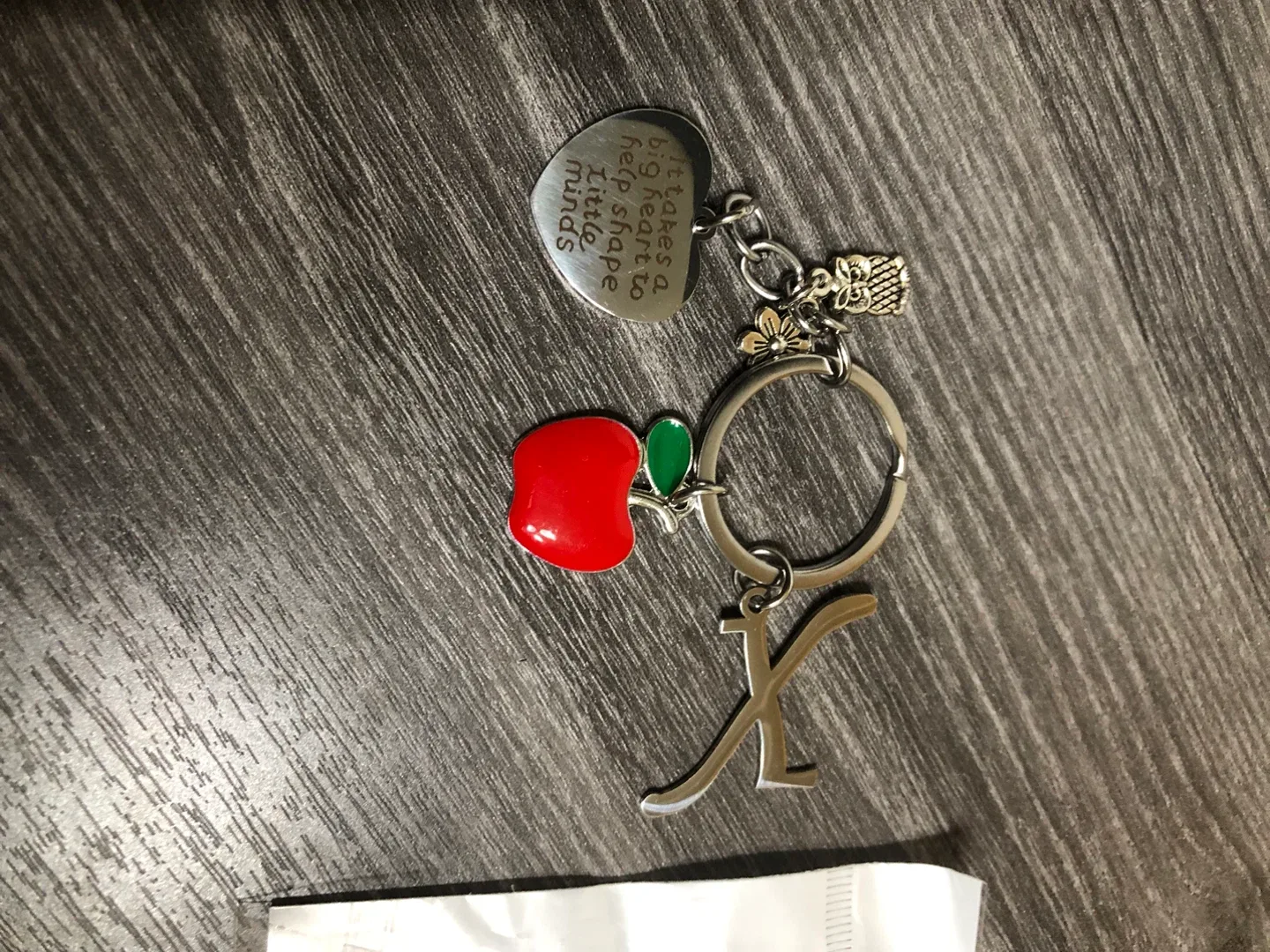 Teacher Keychain with Apple and Initial Charm image indicator(3)