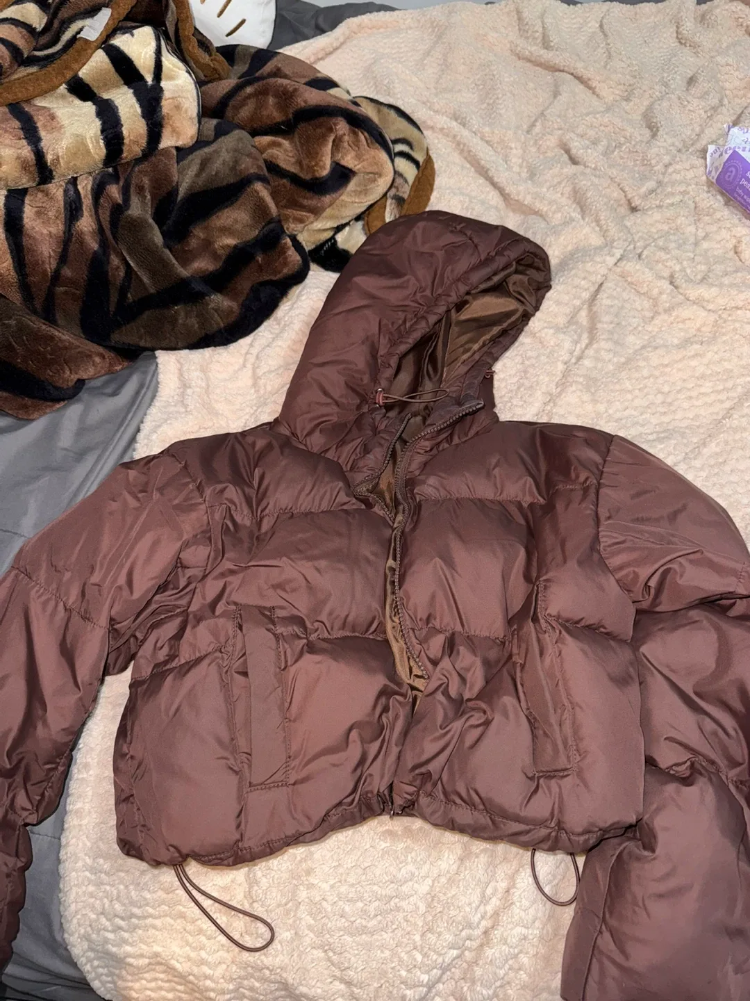 DAZY Brown Puffer Jacket - Size S