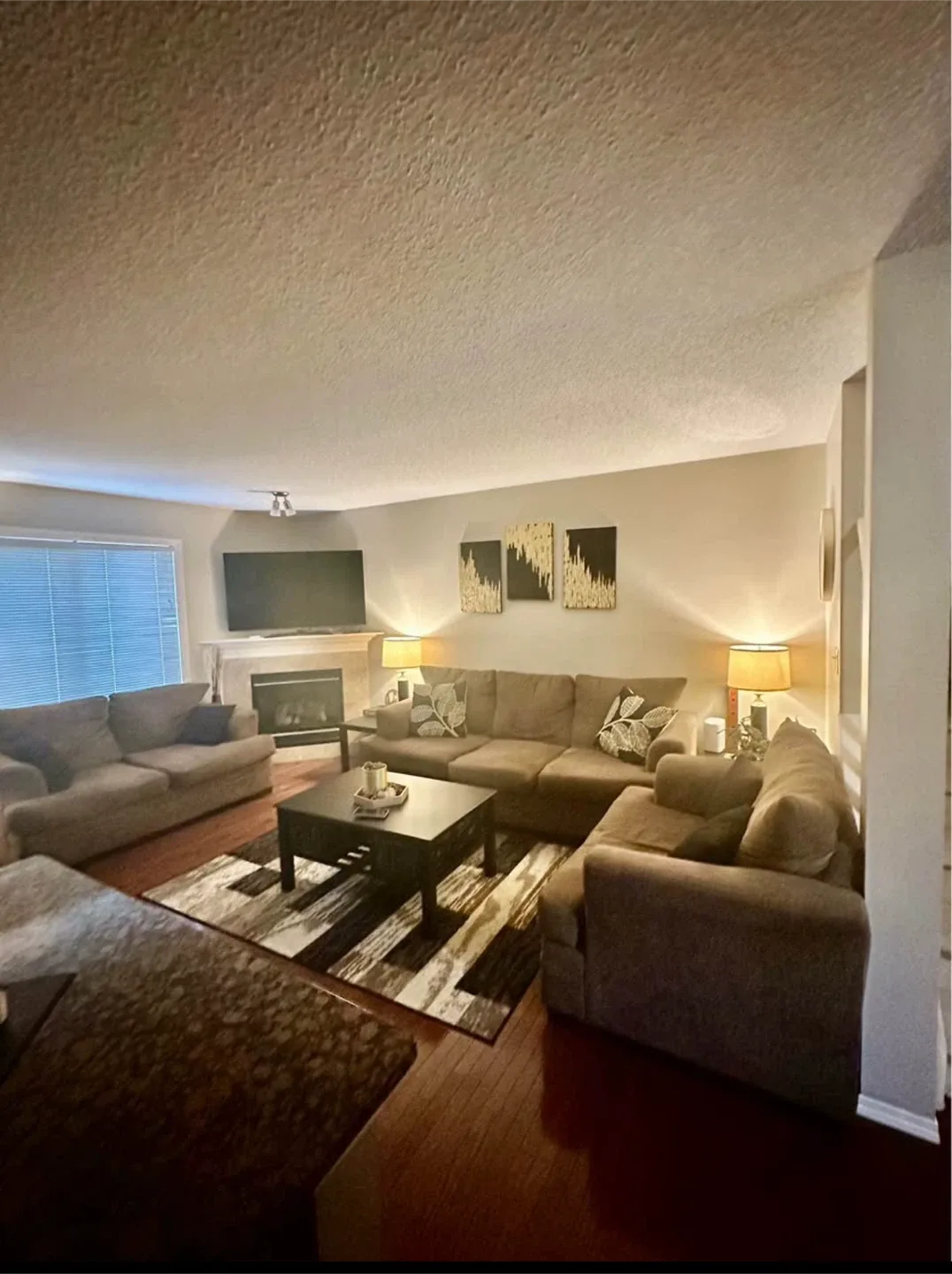 Brown Fabric Sofa Set 3 pieces