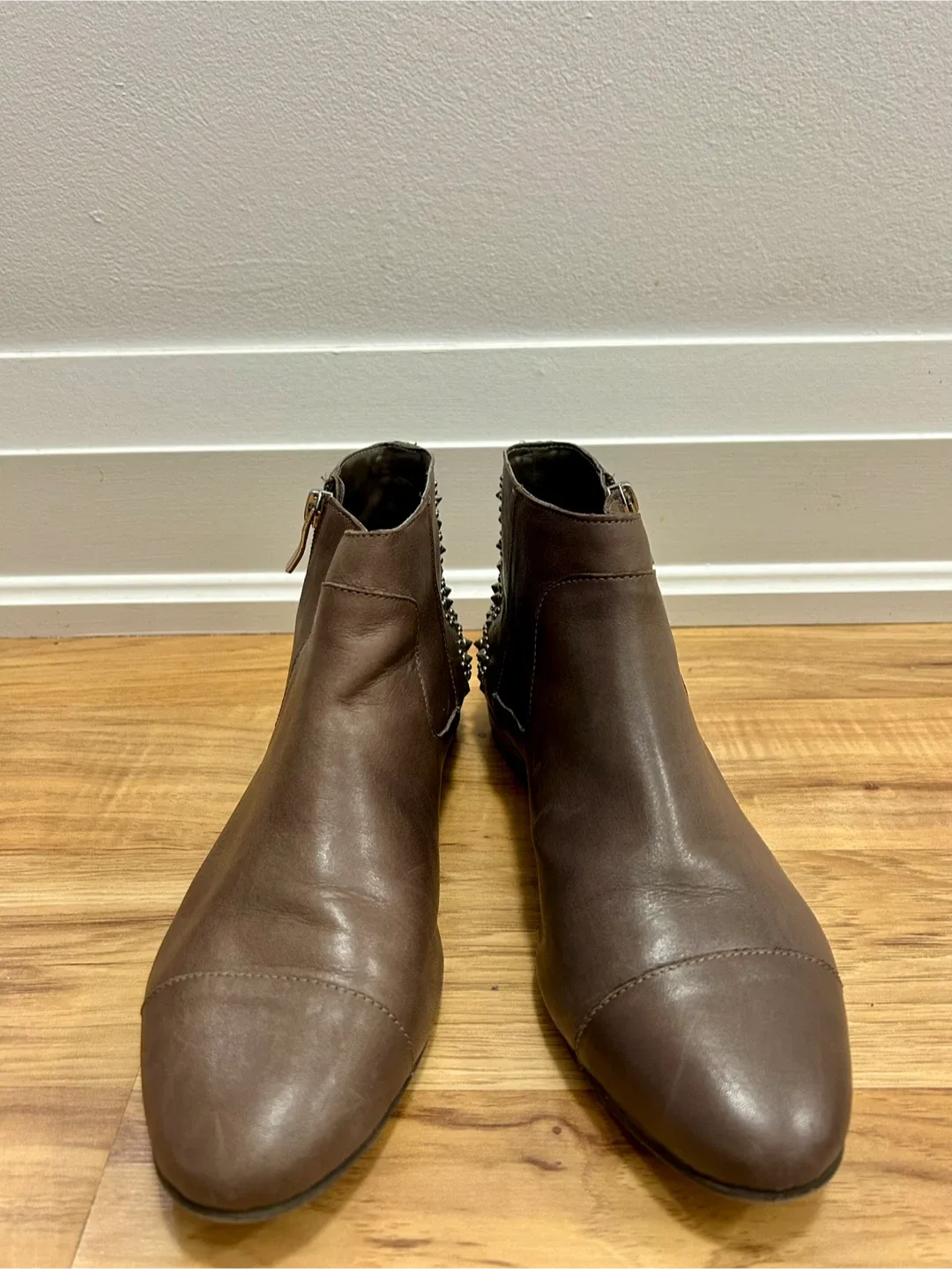 Brown Studded Ankle Boots