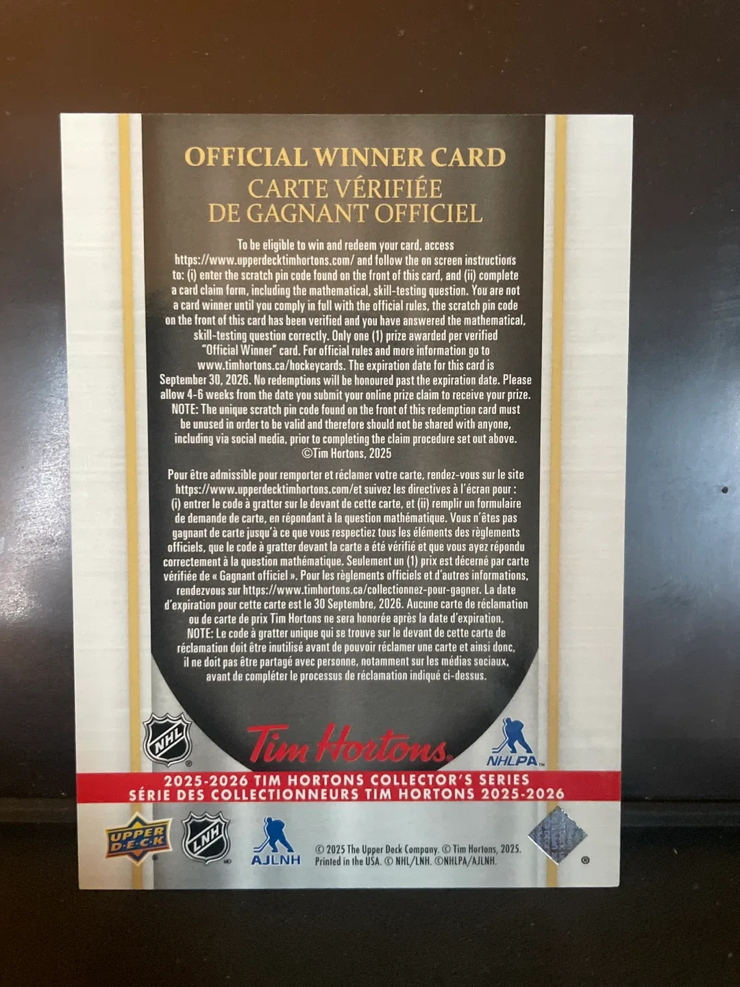 Tim Hortons NHL Winner Card image indicator(2)
