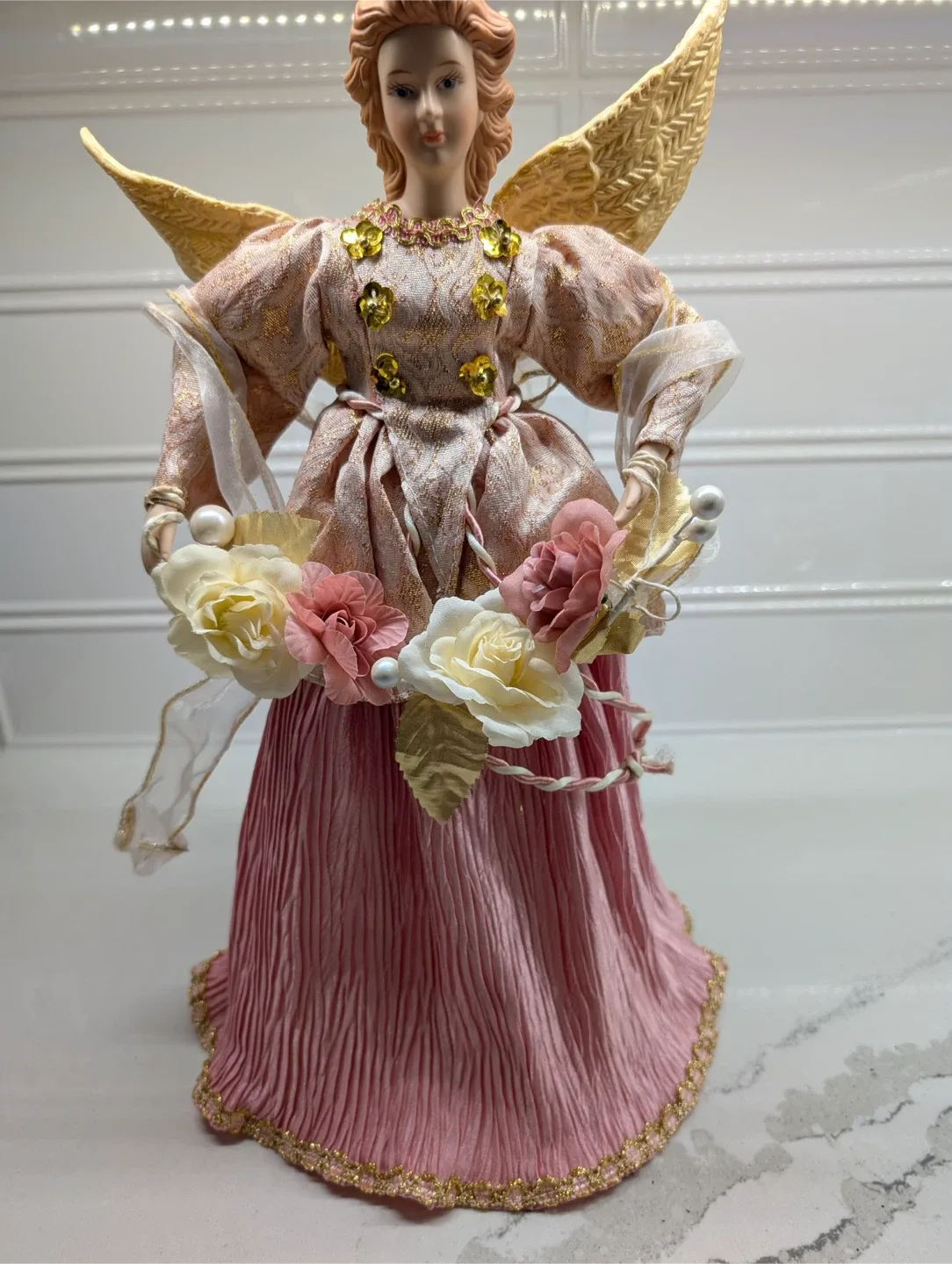 Angel pink Figurine Christmas tree topper