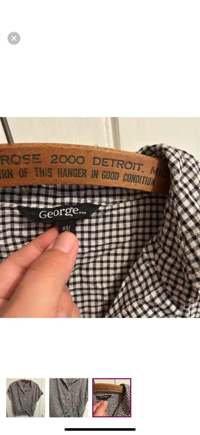 George XS Black & White Gingham Top - photo 3