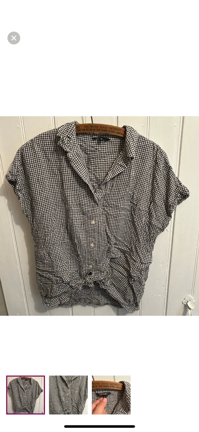 George XS Black & White Gingham Top
