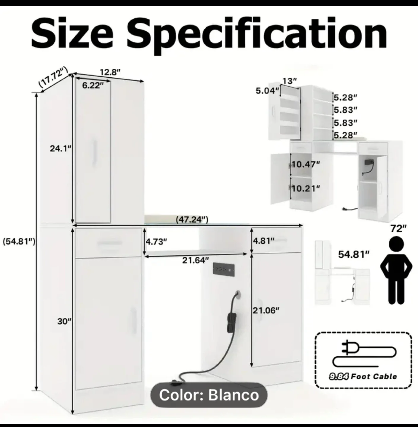 White Nail Table Manicure Desk Station image indicator(2)