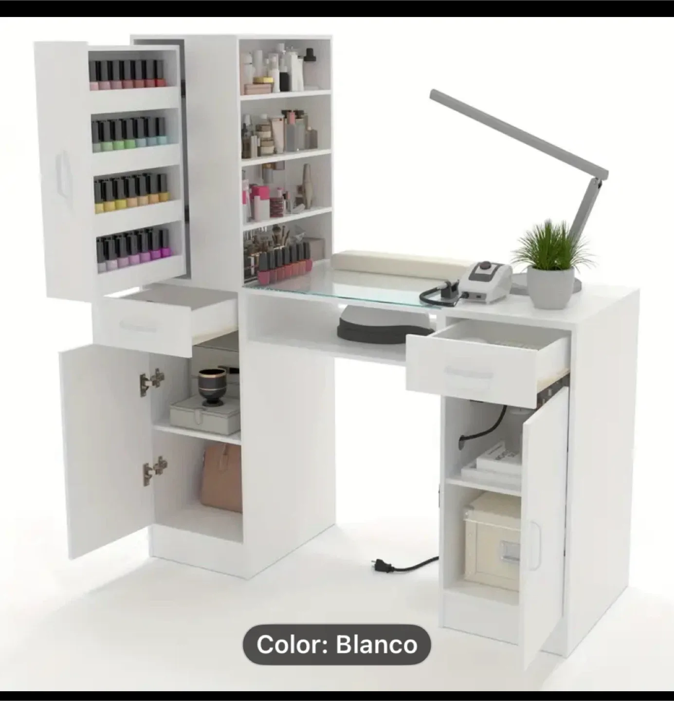 White Nail Table Manicure Desk Station