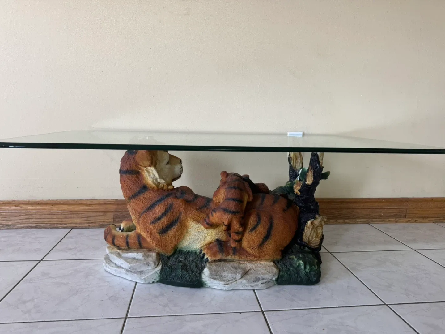 Tiger Family Glass Coffee Table