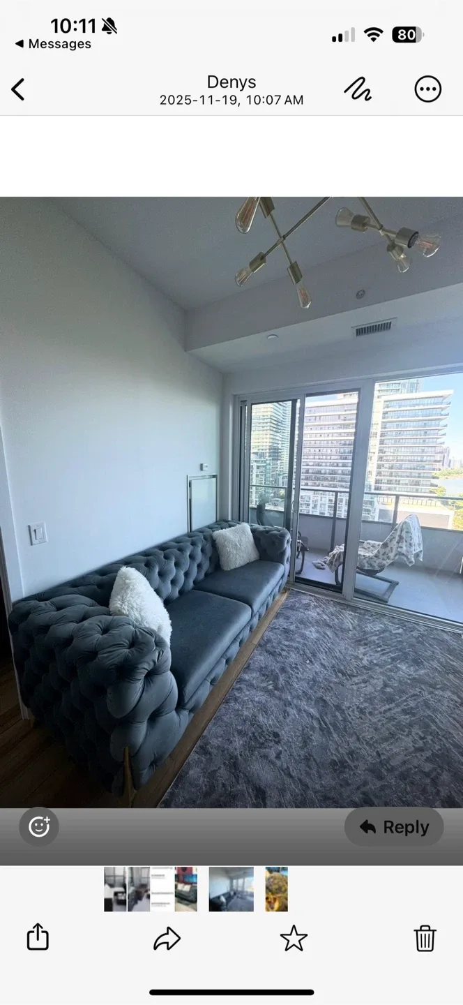 Blue Tufted Sofa 89x36 image indicator(2)