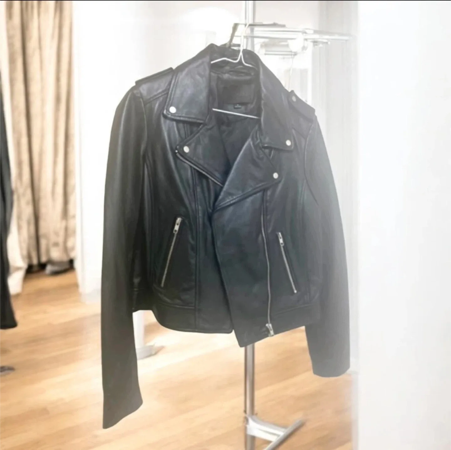NO.AN Black Leather Biker Jacket - Size M