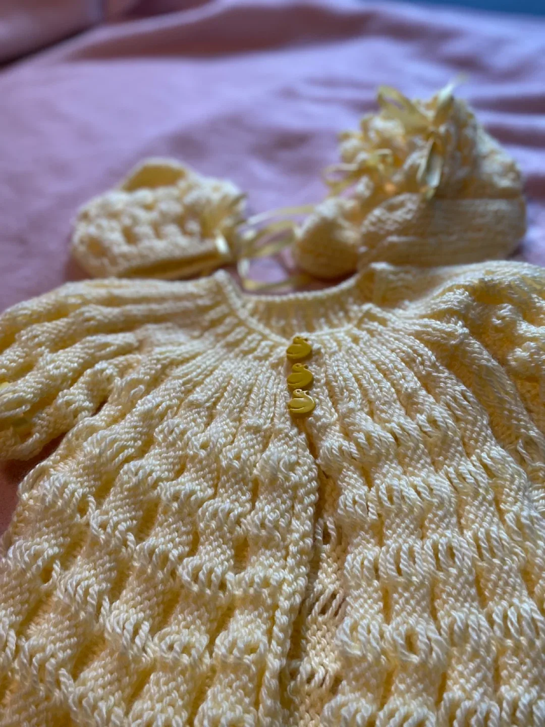 Hand Knit Baby Outfit - Yellow image indicator(2)